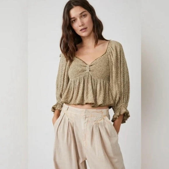 Free People NWT | Brittnee Printed Crop Top Toffee Nut | XS - Picture 11 of 11